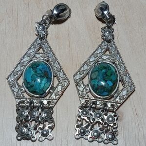 👍 5 for $20 vintage southwest style stone chips in resin cabs clip on earrings